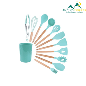 KIT 12 Utensilios De Cocina Silicona